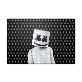 Пазл магнитный 126 элементов с принтом MARSHMELLO Black в Петрозаводске, полимерный материал с магнитным слоем | 126 деталей, размер изделия —  180*270 мм | marsh | marshmallow | marshmello | marshmelo | mello | music | smile | диджей | лого | маршмеллов | маршмеллоу | маршмеллу | маршмело | маршмелов | маршмелоу | музыка | музыкант | рожица | трэп | улыбка | хаус