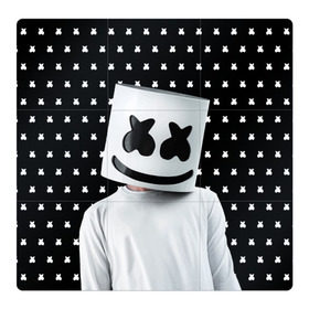 Магнитный плакат 3Х3 с принтом MARSHMELLO Black в Петрозаводске, Полимерный материал с магнитным слоем | 9 деталей размером 9*9 см | marsh | marshmallow | marshmello | marshmelo | mello | music | smile | диджей | лого | маршмеллов | маршмеллоу | маршмеллу | маршмело | маршмелов | маршмелоу | музыка | музыкант | рожица | трэп | улыбка | хаус