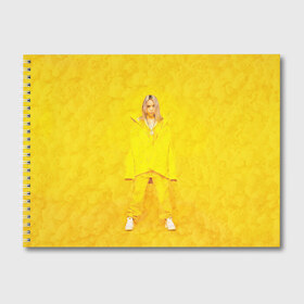 Альбом для рисования с принтом Yellow Billie в Петрозаводске, 100% бумага
 | матовая бумага, плотность 200 мг. | billie eilish | lovely | music | ocean eyes | pop | билли айлиш | девушка | музыка | океан | поп | эйлиш | элиш