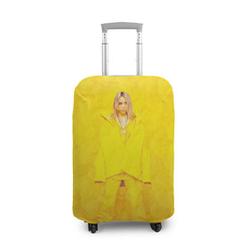 Чехол для чемодана 3D с принтом Yellow Billie в Петрозаводске, 86% полиэфир, 14% спандекс | двустороннее нанесение принта, прорези для ручек и колес | billie eilish | lovely | music | ocean eyes | pop | билли айлиш | девушка | музыка | океан | поп | эйлиш | элиш