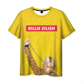 Мужская футболка 3D с принтом Billie Eilish в Петрозаводске, 100% полиэфир | прямой крой, круглый вырез горловины, длина до линии бедер | billie eilish | lovely | music | ocean eyes | pop | билли айлиш | девушка | музыка | океан | поп | эйлиш | элиш