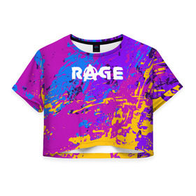 Женская футболка Cropp-top с принтом RAGE 2 в Петрозаводске, 100% полиэстер | круглая горловина, длина футболки до линии талии, рукава с отворотами | apocalypse | game | paints | rage | rage 2 | апокалипсис | безумие | брызги | игра | краски