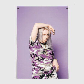 Постер с принтом Billie Eilish в Петрозаводске, 100% бумага
 | бумага, плотность 150 мг. Матовая, но за счет высокого коэффициента гладкости имеет небольшой блеск и дает на свету блики, но в отличии от глянцевой бумаги не покрыта лаком | billie eilish | lovely | music | ocean eyes | pop | билли айлиш | девушка | музыка | океан | поп | эйлиш | элиш