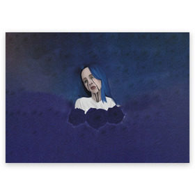 Поздравительная открытка с принтом Billie Eilish Flowers в Петрозаводске, 100% бумага | плотность бумаги 280 г/м2, матовая, на обратной стороне линовка и место для марки
 | Тематика изображения на принте: billie eilish | lovely | music | ocean eyes | pop | билли айлиш | девушка | музыка | океан | поп | эйлиш | элиш