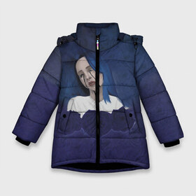 Зимняя куртка для девочек 3D с принтом Billie Eilish Flowers в Петрозаводске, ткань верха — 100% полиэстер; подклад — 100% полиэстер, утеплитель — 100% полиэстер. | длина ниже бедра, удлиненная спинка, воротник стойка и отстегивающийся капюшон. Есть боковые карманы с листочкой на кнопках, утяжки по низу изделия и внутренний карман на молнии. 

Предусмотрены светоотражающий принт на спинке, радужный светоотражающий элемент на пуллере молнии и на резинке для утяжки. | Тематика изображения на принте: billie eilish | lovely | music | ocean eyes | pop | билли айлиш | девушка | музыка | океан | поп | эйлиш | элиш