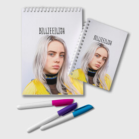 Блокнот с принтом BillieEilish в Петрозаводске, 100% бумага | 48 листов, плотность листов — 60 г/м2, плотность картонной обложки — 250 г/м2. Листы скреплены удобной пружинной спиралью. Цвет линий — светло-серый
 | billie eilish | lovely | music | ocean eyes | pop | билли айлиш | девушка | музыка | океан | поп | эйлиш | элиш