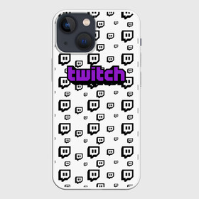 Чехол для iPhone 13 mini с принтом Twitch в Петрозаводске,  |  | game | gamer | logo | pattern | twitch | twitties | игры | логотип | паттерн | стрим | твитч | текстура