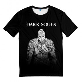Мужская футболка 3D с принтом Dark Souls в Петрозаводске, 100% полиэфир | прямой крой, круглый вырез горловины, длина до линии бедер | Тематика изображения на принте: dark souls | games | praise the sun | игры | компьютерные игры | рыцарь | тёмные души