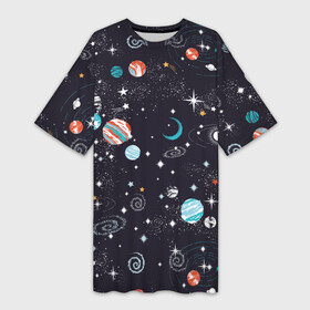 Платье-футболка 3D с принтом Космос в Петрозаводске,  |  | comets | infinity | planets | sky | sp | space | stars | universe | бесконечность | вселенная | галактики | графика | звезды | иллюстрация | картинка | кометы | космос | мода | небо | ночь | планеты | рисунок | созвездия | солнце