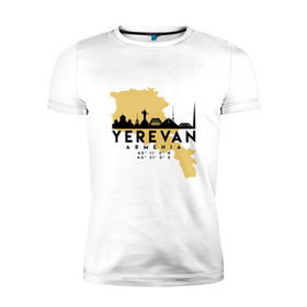 Мужская футболка премиум с принтом Ереван - Армения в Петрозаводске, 92% хлопок, 8% лайкра | приталенный силуэт, круглый вырез ворота, длина до линии бедра, короткий рукав | 
