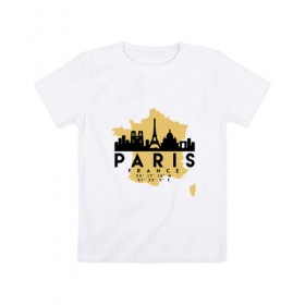 Детская футболка хлопок с принтом Париж - Франция в Петрозаводске, 100% хлопок | круглый вырез горловины, полуприлегающий силуэт, длина до линии бедер | Тематика изображения на принте: 