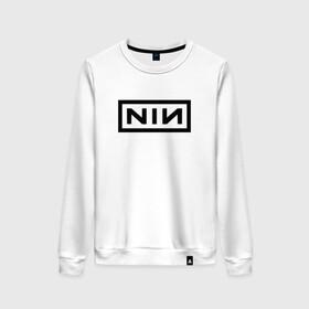 Женский свитшот хлопок с принтом Nine Inch Nails в Петрозаводске, 100% хлопок | прямой крой, круглый вырез, на манжетах и по низу широкая трикотажная резинка  | industrial | industrial rock | nine inch nails