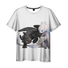 Мужская футболка 3D с принтом Как приручить дракона в Петрозаводске, 100% полиэфир | прямой крой, круглый вырез горловины, длина до линии бедер | детский мультфильм | для детей | как приручить дракона | мультик | мультфильм