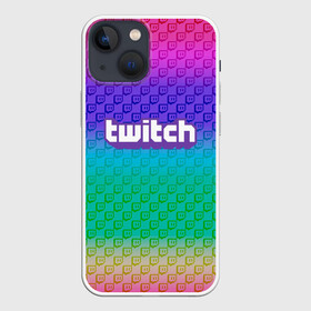 Чехол для iPhone 13 mini с принтом Rainbow Twitch в Петрозаводске,  |  | blog | cybersport | game | platform | player | service | stream | streamer | streaming | twitch | video | блоггер | игра | игрок | киберспорт | платформа | сервис | стрим | стример | твич