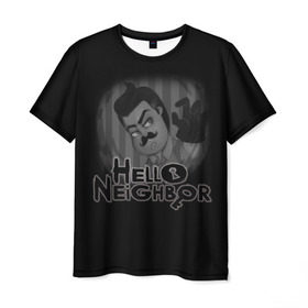 Мужская футболка 3D с принтом Hello Neighbor в Петрозаводске, 100% полиэфир | прямой крой, круглый вырез горловины, длина до линии бедер | Тематика изображения на принте: hello | horror | neighbor | survival | дом | нейбор | паркура | привет | сосед | стратегия | хеллоу