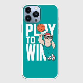 Чехол для iPhone 13 Pro Max с принтом Play to win в Петрозаводске,  |  | баскетбол | баскетбольный | бейсболка | графика | животное | зелёный | играй | иллюстрация | картинка | комбинезон | кот | кроссовки | крутит | мода | мяч | на пальце | надпись | очки | победы | ради