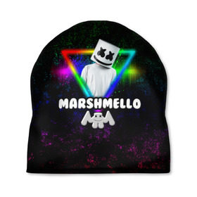 Шапка 3D с принтом Marshmello в Петрозаводске, 100% полиэстер | универсальный размер, печать по всей поверхности изделия | christopher | comstock | dj | dotcom | friends | marshmallow | marshmello | usa | диджей | друзья | комсток | крис | маршмэллоу | продюсер | сша