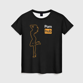 Женская футболка 3D с принтом Pornhub (neon girl) в Петрозаводске, 100% полиэфир ( синтетическое хлопкоподобное полотно) | прямой крой, круглый вырез горловины, длина до линии бедер | brazzers | видео | девушка | любовь | неон | свечение | силуэт | фигура | хаб | чувства