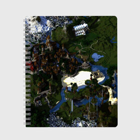Тетрадь с принтом City Of Minecraft в Петрозаводске, 100% бумага | 48 листов, плотность листов — 60 г/м2, плотность картонной обложки — 250 г/м2. Листы скреплены сбоку удобной пружинной спиралью. Уголки страниц и обложки скругленные. Цвет линий — светло-серый
 | blade | blocks | creeper | cubes | game | ken | mine craft | minecraft | mobs | sword | игры | крипер | майн крафт | майнкрафт | моб