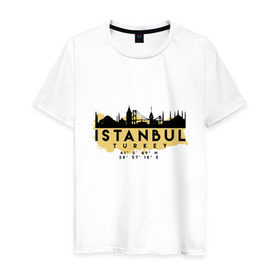Мужская футболка хлопок с принтом Стамбул - Турция в Петрозаводске, 100% хлопок | прямой крой, круглый вырез горловины, длина до линии бедер, слегка спущенное плечо. | adventure | city | travel | turkey | world | город | государство | европа | жизнь | карта | культура | люди | мир | народ | памятни | партиот | планета | приключение | путешествие | спорт | ссср | стамбул | столица | страна