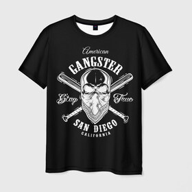 Мужская футболка 3D с принтом American gangster в Петрозаводске, 100% полиэфир | прямой крой, круглый вырез горловины, длина до линии бедер | american | califor | gangster | san diego | америка | американский | банда | бандана | бандит | бейсбольные | биты | гангстер | графика | иллюстрация | калифорния | картинка | мода | надпись | платок | рисунок