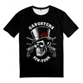 Мужская футболка 3D с принтом Gangster New York в Петрозаводске, 100% полиэфир | прямой крой, круглый вырез горловины, длина до линии бедер | Тематика изображения на принте: 