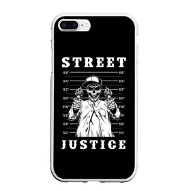 Чехол для iPhone 7Plus/8 Plus матовый с принтом Street justice в Петрозаводске, Силикон | Область печати: задняя сторона чехла, без боковых панелей | Тематика изображения на принте: justice | s | skeleton | skull | street | банда | бандана | бандит | бейсболка | графика | иллюстрация | картинка | мода | надпись | оружие | пистолеты | платок | револьверы | рисунок | символ | скелет | справедливость