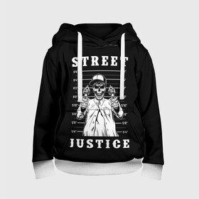 Детская толстовка 3D с принтом Street justice в Петрозаводске, 100% полиэстер | двухслойный капюшон со шнурком для регулировки, мягкие манжеты на рукавах и по низу толстовки, спереди карман-кенгуру с мягким внутренним слоем | justice | s | skeleton | skull | street | банда | бандана | бандит | бейсболка | графика | иллюстрация | картинка | мода | надпись | оружие | пистолеты | платок | револьверы | рисунок | символ | скелет | справедливость