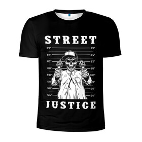 Мужская футболка 3D спортивная с принтом Street justice в Петрозаводске, 100% полиэстер с улучшенными характеристиками | приталенный силуэт, круглая горловина, широкие плечи, сужается к линии бедра | justice | s | skeleton | skull | street | банда | бандана | бандит | бейсболка | графика | иллюстрация | картинка | мода | надпись | оружие | пистолеты | платок | револьверы | рисунок | символ | скелет | справедливость