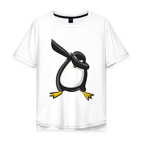 Мужская футболка хлопок Oversize с принтом DAB Пингвин в Петрозаводске, 100% хлопок | свободный крой, круглый ворот, “спинка” длиннее передней части | Тематика изображения на принте: animal | best | bird | dab | dabbig | dance | freedom | hip hop | music | penguin | rap | даб | даббинг | животные | крутой | лучший | мадагаскар | музыка | пингвин | птица | рэп | рэпер | свобода | север | танец | хип хоп