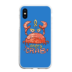 Чехол для iPhone XS Max матовый с принтом Hungry crab в Петрозаводске, Силикон | Область печати: задняя сторона чехла, без боковых панелей | Тематика изображения на принте: angry | crab | gloomy | hungry | ocean | red | sea | sign | stars | water | вода | голодный | графика | детский | звезды | злой | знак | иллюстрация | картинка | краб | красный | мода | море | морские | надпись | океан | рисунок | рыба