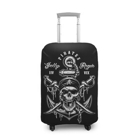 Чехол для чемодана 3D с принтом Pirates в Петрозаводске, 86% полиэфир, 14% спандекс | двустороннее нанесение принта, прорези для ручек и колес | b | pirates | robbers | sea | skull | бандана | веселый | графика | иллюстрация | канат | картинка | кости | логотип | мода | морские | надпись | оружие | пираты | платок | разбойники | рисунок | роджер | сабли | стиль