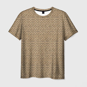Мужская футболка 3D с принтом Джут в Петрозаводске, 100% полиэфир | прямой крой, круглый вырез горловины, длина до линии бедер | веревка | волокно | грубая | канат | мешковина | мешок | натуральное | плетение | роба | текстильное | ткань