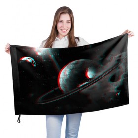 Флаг 3D с принтом Cosmos Glitch в Петрозаводске, 100% полиэстер | плотность ткани — 95 г/м2, размер — 67 х 109 см. Принт наносится с одной стороны | вселенная | глитч | звезды | земля | космос | плеяды | пространство
