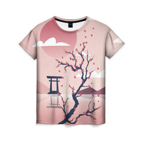Женская футболка 3D с принтом Японский мотив в Петрозаводске, 100% полиэфир ( синтетическое хлопкоподобное полотно) | прямой крой, круглый вырез горловины, длина до линии бедер | 23 | 8 | азия | вип | вишня | горы | дерево | дизайн | мода | небо | новинка | новый год | подарок | сакура | солнце | стритвир | топ | тренд | цветок | япония