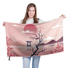 Флаг 3D с принтом Японский мотив в Петрозаводске, 100% полиэстер | плотность ткани — 95 г/м2, размер — 67 х 109 см. Принт наносится с одной стороны | 23 | 8 | азия | вип | вишня | горы | дерево | дизайн | мода | небо | новинка | новый год | подарок | сакура | солнце | стритвир | топ | тренд | цветок | япония