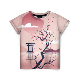 Детская футболка 3D с принтом Японский мотив в Петрозаводске, 100% гипоаллергенный полиэфир | прямой крой, круглый вырез горловины, длина до линии бедер, чуть спущенное плечо, ткань немного тянется | 23 | 8 | азия | вип | вишня | горы | дерево | дизайн | мода | небо | новинка | новый год | подарок | сакура | солнце | стритвир | топ | тренд | цветок | япония