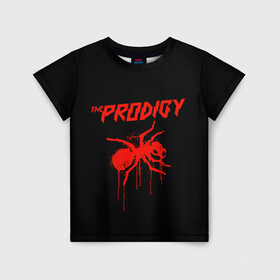 Детская футболка 3D с принтом The Prodigy в Петрозаводске, 100% гипоаллергенный полиэфир | прямой крой, круглый вырез горловины, длина до линии бедер, чуть спущенное плечо, ткань немного тянется | Тематика изображения на принте: 90 е | the prodigy | кит флинт | музыка | муравей | панк | рок | техно | электро