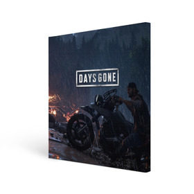 Холст квадратный с принтом Days Gone в Петрозаводске, 100% ПВХ |  | 2019 | days gone | game | poster | ps4 | zombie | жизнь после | зомби | игра