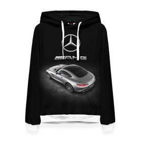 Женская толстовка 3D с принтом Mercedes V8 Biturbo AMG в Петрозаводске, 100% полиэстер  | двухслойный капюшон со шнурком для регулировки, мягкие манжеты на рукавах и по низу толстовки, спереди карман-кенгуру с мягким внутренним слоем. | Тематика изображения на принте: amg | cool | design | mercedes | mercedes benz | motorsport | power | prestige | race | silver | sport car | status | автоспорт | гонка | дизайн | круто | мерседес | мощь | престиж | серебряный | спорткар | статус