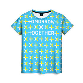 Женская футболка 3D с принтом TOMORROW X TOGETHER в Петрозаводске, 100% полиэфир ( синтетическое хлопкоподобное полотно) | прямой крой, круглый вырез горловины, длина до линии бедер | tomorrow x together | tomorrow x together bighit | tomorrow x together coming soon | tomorrow x together official. | txt | txt tomorrow x together