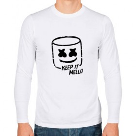 Мужской лонгслив хлопок с принтом Keep It Mello в Петрозаводске, 100% хлопок |  | marshmallow | marshmello | диджей | маршмэллоу | музыка