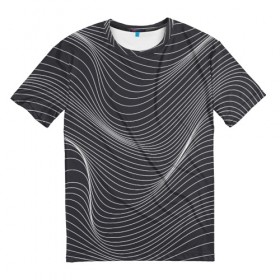 Мужская футболка 3D с принтом Абстрактные волны в Петрозаводске, 100% полиэфир | прямой крой, круглый вырез горловины, длина до линии бедер | 