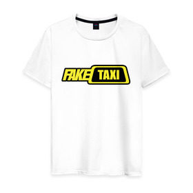 Мужская футболка хлопок с принтом fake taxi в Петрозаводске, 100% хлопок | прямой крой, круглый вырез горловины, длина до линии бедер, слегка спущенное плечо. | fake taxi | fakr | taxi | такси | фэйк | фэйк такси