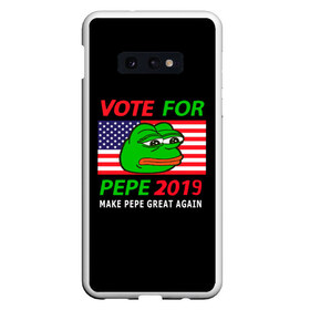 Чехол для Samsung S10E с принтом Vote for pepe в Петрозаводске, Силикон | Область печати: задняя сторона чехла, без боковых панелей | bad | dab | frog | good | kek | make pepe great again | pepe | sad | sad frog | vote for pepe | кек | лягушка | мем | мемы | пепе | со смыслом | фрог