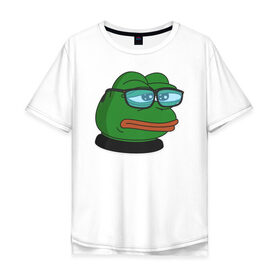 Мужская футболка хлопок Oversize с принтом Pepe в Петрозаводске, 100% хлопок | свободный крой, круглый ворот, “спинка” длиннее передней части | bad | dab | frog | good | kek | make pepe great again | pepe | sad | sad frog | vote for pepe | кек | лягушка | мем | мемы | пепе | со смыслом | фрог