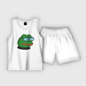 Детская пижама с шортами хлопок с принтом Pepe в Петрозаводске,  |  | bad | dab | frog | good | kek | make pepe great again | pepe | sad | sad frog | vote for pepe | кек | лягушка | мем | мемы | пепе | со смыслом | фрог