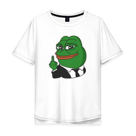 Мужская футболка хлопок Oversize с принтом Pepe в Петрозаводске, 100% хлопок | свободный крой, круглый ворот, “спинка” длиннее передней части | bad | dab | frog | good | kek | make pepe great again | pepe | sad | sad frog | vote for pepe | кек | лягушка | мем | мемы | пепе | со смыслом | фрог
