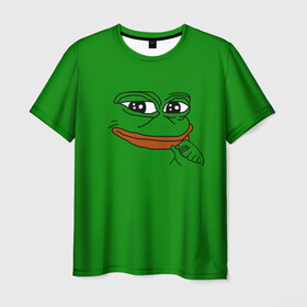 Мужская футболка 3D с принтом Pepe в Петрозаводске, 100% полиэфир | прямой крой, круглый вырез горловины, длина до линии бедер | bad | dab | frog | good | kek | make pepe great again | pepe | sad | sad frog | vote for pepe | кек | лягушка | мем | мемы | пепе | со смыслом | фрог