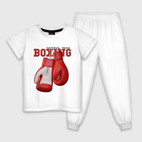 Детская пижама хлопок с принтом National Team Boxing в Петрозаводске, 100% хлопок |  брюки и футболка прямого кроя, без карманов, на брюках мягкая резинка на поясе и по низу штанин
 | бокс | перчатки